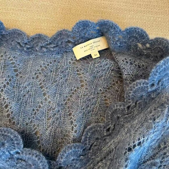 Sezane Nathalia Jumper XSmall Soft Blue Sweater V-Neck Wool French Causal - Picture 7 of 10